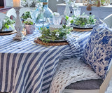 Farmhouse Stripe Linen Round Tablecloth