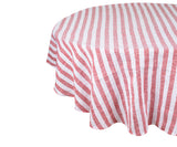 Farmhouse Stripe Linen Round Tablecloth