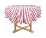 Farmhouse Stripe Linen Round Tablecloth