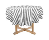 Farmhouse Stripe Linen Round Tablecloth