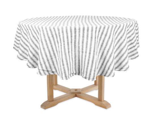 Homestead Stripe Linen Tablecloth - Round Tablecloth 60 inch