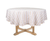 Farmhouse Stripe Linen Round Tablecloth