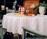 Farmhouse Stripe Linen Round Tablecloth