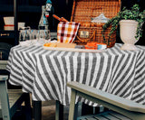 Farmhouse Stripe Linen Round Tablecloth