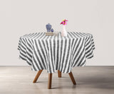 Farmhouse Stripe Linen Round Tablecloth