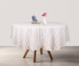 Farmhouse Stripe Linen Round Tablecloth