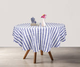Farmhouse Stripe Linen Round Tablecloth