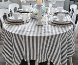 Farmhouse Stripe Linen Round Tablecloth