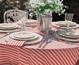 Red Striped Cotton Tablecloth - Rectangle Tablecloth