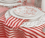 Red Striped Cotton Tablecloth - Rectangle Tablecloth