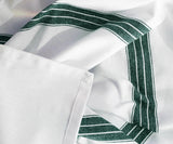 White Cotton Tablecloth - Green Striped