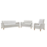 4-Piece Striped Farmhouse Living Room Set (Sofa, Loveseat, Recliner & Lift-Top Coffee Table