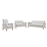 4-Piece Striped Farmhouse Living Room Set (Sofa, Loveseat, Recliner & Lift-Top Coffee Table