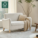 4-Piece Striped Farmhouse Living Room Set (Sofa, Loveseat, Recliner & Lift-Top Coffee Table