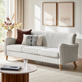 4-Piece Striped Farmhouse Living Room Set (Sofa, Loveseat, Recliner & Lift-Top Coffee Table