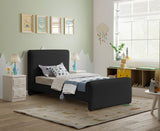 Stylus Boucle Fabric Bed – Modern Curved Headboard Design for Cozy Contemporary Bedrooms