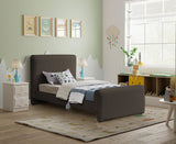 Stylus Boucle Fabric Bed – Modern Curved Headboard Design for Cozy Contemporary Bedrooms