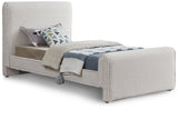 Stylus Boucle Fabric Bed – Modern Curved Headboard Design for Cozy Contemporary Bedrooms