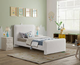 Stylus Boucle Fabric Bed – Modern Curved Headboard Design for Cozy Contemporary Bedrooms
