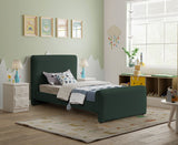 Stylus Boucle Fabric Bed – Modern Curved Headboard Design for Cozy Contemporary Bedrooms