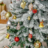 HOMCOM 7.5' Tall Unlit Snow-Flocked Slim Artificial Christmas Tree with Realistic Branches and 738 Tips