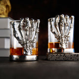 Skeleton Whiskey Glass Tumbler | Set of 2 | 10oz Glasses 4.3" H