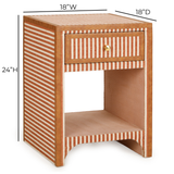 Kora 18" Cotton Jute 1-Drawer Contract-Grade Nightstand