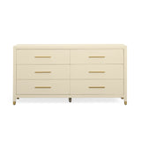 Dani 62" Cream Faux Shagreen 6-Drawer Dresser