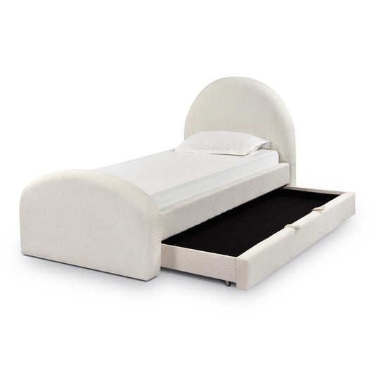 Moon Cream Performance Boucle Twin Trundle Bed
