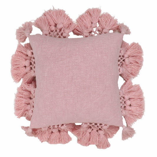 Stone 21" Washed Cotton Tasseled Square Throw Pillow Cover