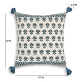 Blossom 20" Printed Cotton Tassel Throw Pillow Cover