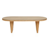 Caren 95" Natural Rattan and Glass Oval Dining Table