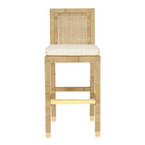 Amara Rattan & Cream Contract-Grade Linen Stool