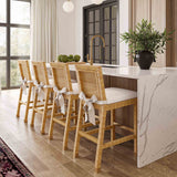Amara Woven Rattan Performance Fabric Stool