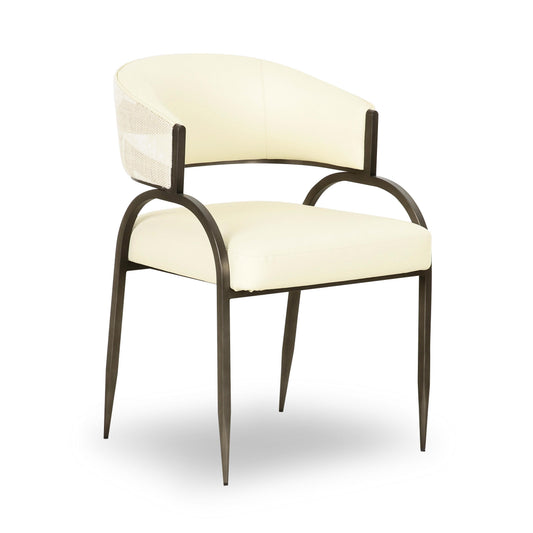 Tatum Cream 2-Tone Performance Vegan Leather and Jacquard Dining Chair