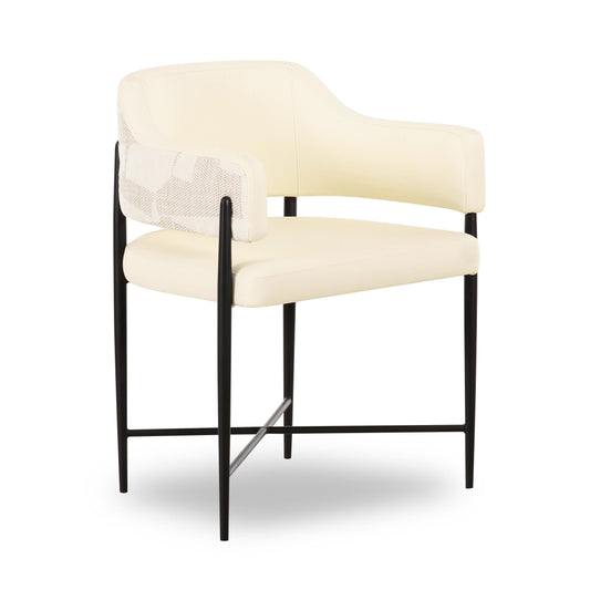 Sezanne Cream 2-Tone Performance Vegan Leather and Jacquard Dining Chair