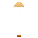 Keria Natural Vegan Leather and Raffia Contract-Grade Floor Lamp