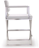 Director Performance Vegan Leather Stool with Silver Base