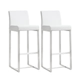 Denmark Performance Vegan Leather Stool with Silver Base - Set of 2