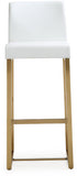 Denmark Performance Vegan Leather Stool with Gold Base - Set of 2