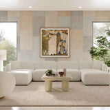 Travie 6-Piece Sand Upcycled Performance Linen Modular U-Sectional