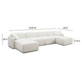 Travie 6-Piece Sand Upcycled Performance Linen Modular U-Sectional