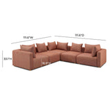 Hangover 5-Piece Contract-Grade Textured Fabric Modular L-Sectional