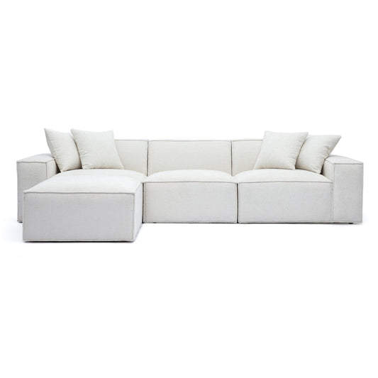 Mindy 4-Piece Performance Chenille Basketweave Modular Sectional