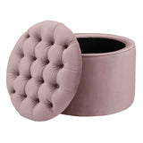 Queen Performance Velvet Round Storage Ottoman