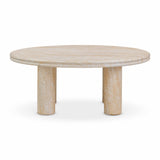 Amora Faux Travertine Indoor/Outdoor Round Accent Table (26"-32")