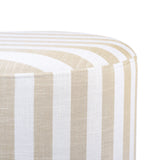 Dex Striped Linen Ottoman