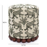 Dex Leopard Performance Jacquard Ottoman