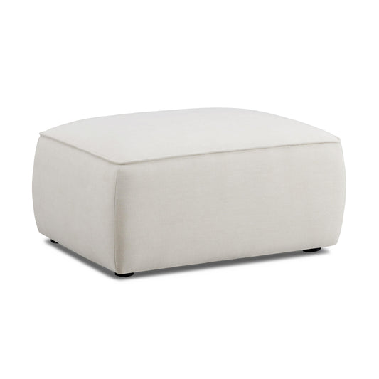 Travie Sand Upcycled Performance Linen Ottoman