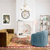 London Pleated Performance Velvet Swivel Accent Chair